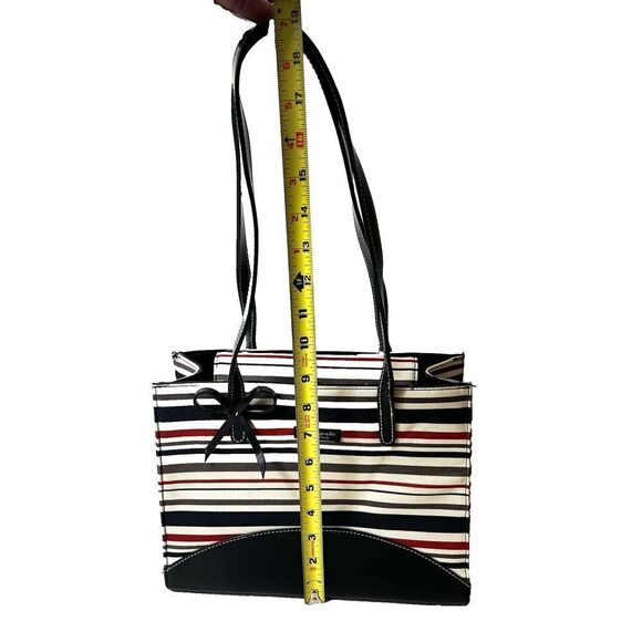 kate spade new york Womens Mini Small Purse Handbag Stripe Bow Multicolor Canvas - Picture 6 of 11